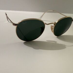 Ray-Ban Gold and Green Roundmetal Sunglasses